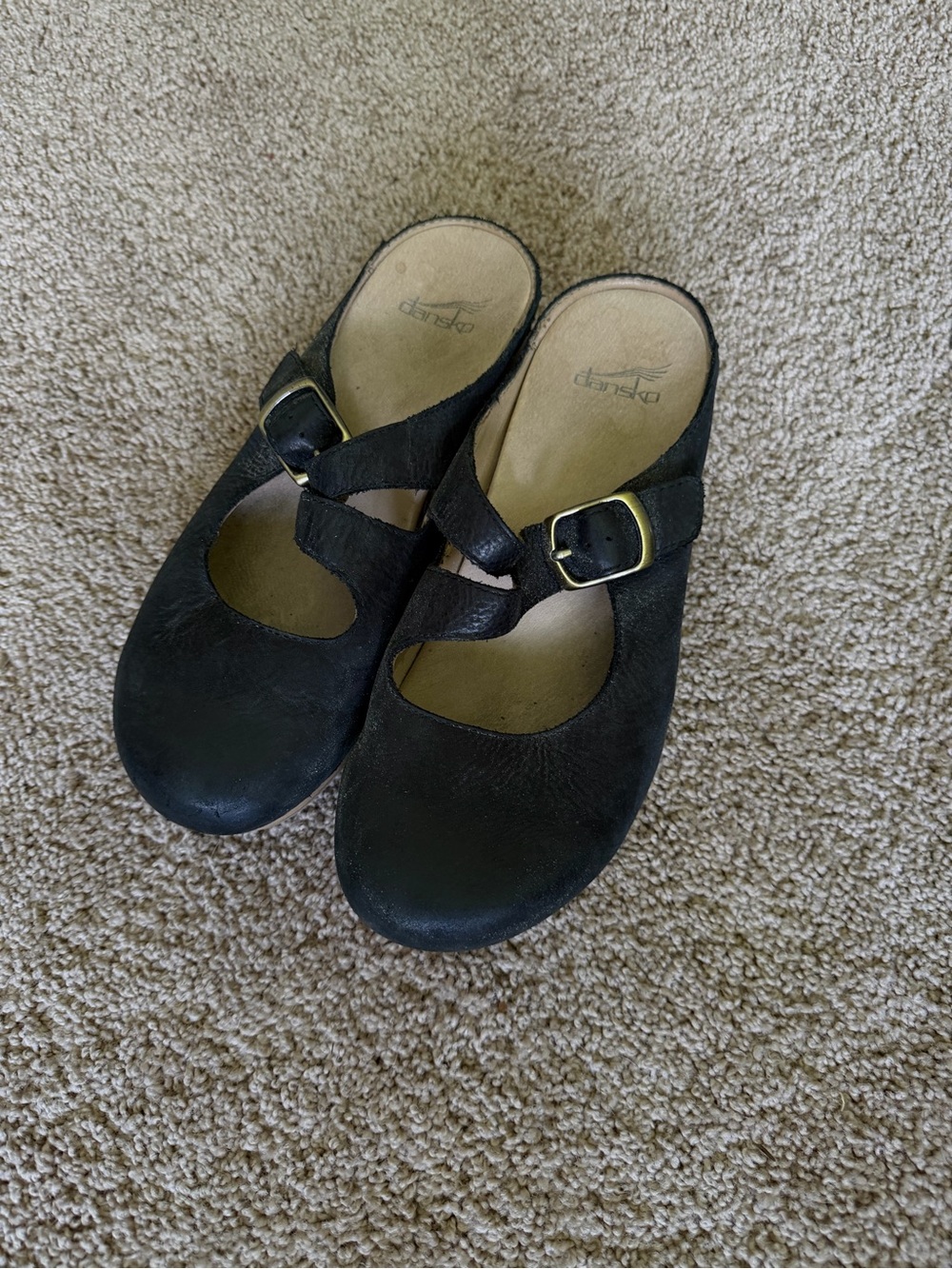 Dansko Black Leather Clog with Buckle size 39